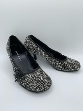 Nevada Sears Black & White Tweed Kitten Heel Pumps Y2K